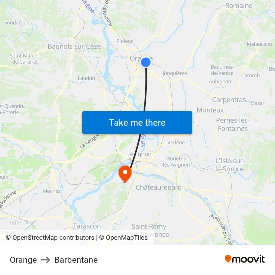 Orange to Barbentane map