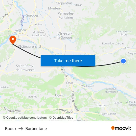 Buoux to Barbentane map
