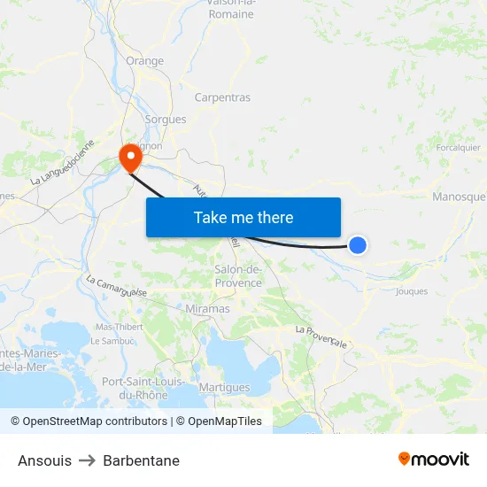 Ansouis to Barbentane map