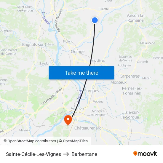 Sainte-Cécile-Les-Vignes to Barbentane map
