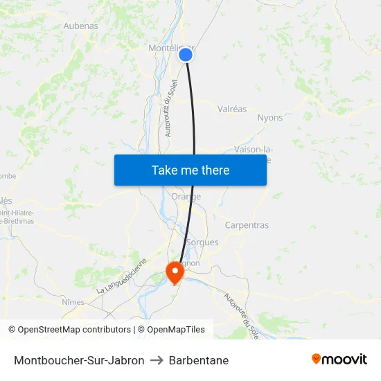 Montboucher-Sur-Jabron to Barbentane map