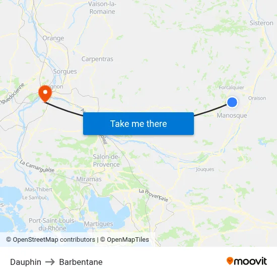Dauphin to Barbentane map