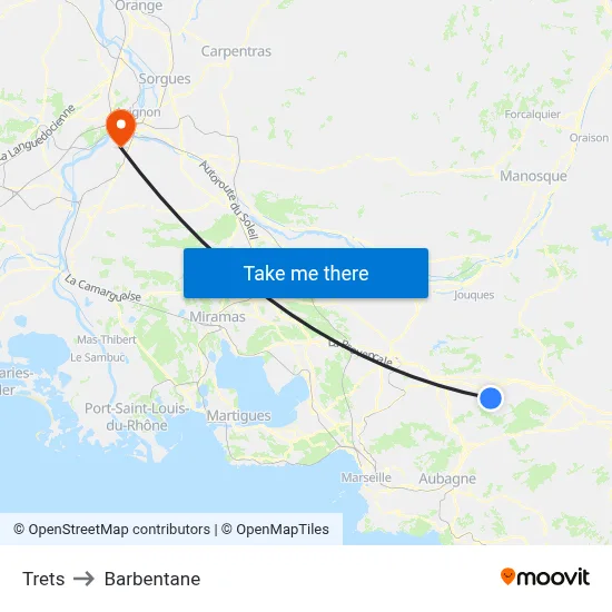 Trets to Barbentane map