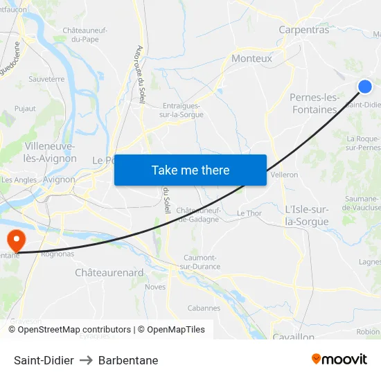 Saint-Didier to Barbentane map
