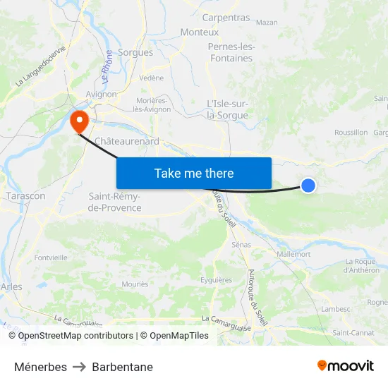 Ménerbes to Barbentane map