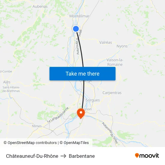 Châteauneuf-Du-Rhône to Barbentane map