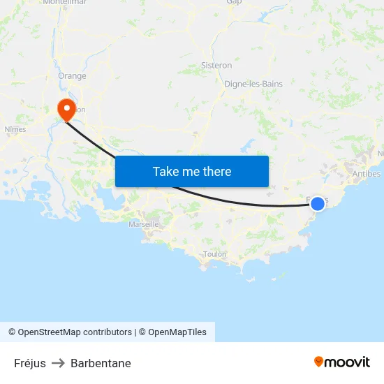 Fréjus to Barbentane map