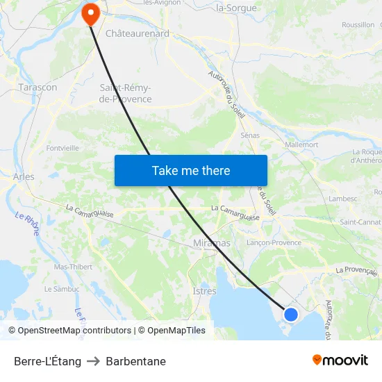 Berre-L'Étang to Barbentane map