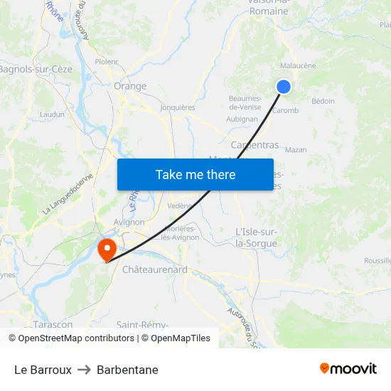 Le Barroux to Barbentane map