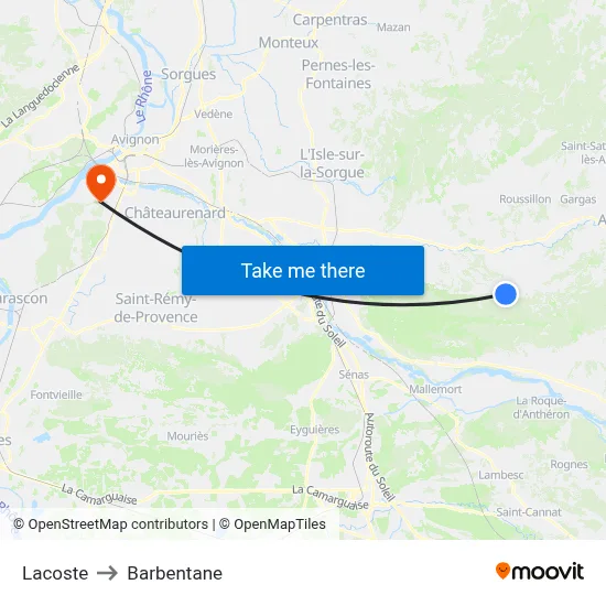 Lacoste to Barbentane map