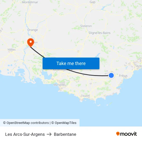 Les Arcs-Sur-Argens to Barbentane map