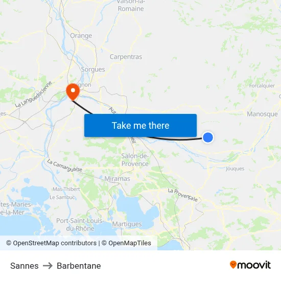 Sannes to Barbentane map