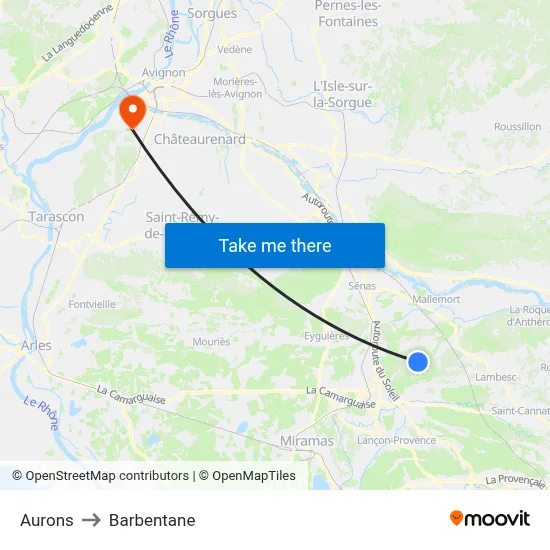 Aurons to Barbentane map