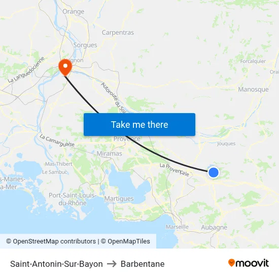 Saint-Antonin-Sur-Bayon to Barbentane map