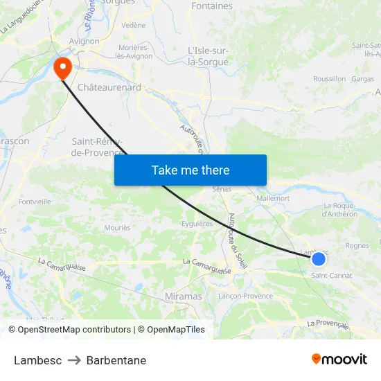 Lambesc to Barbentane map