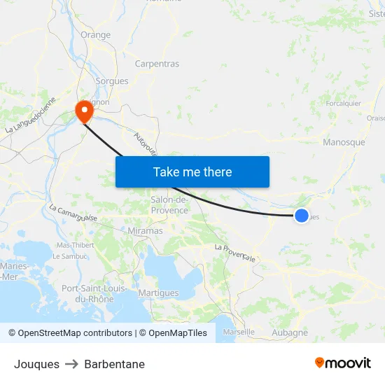 Jouques to Barbentane map