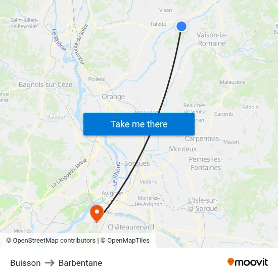 Buisson to Barbentane map