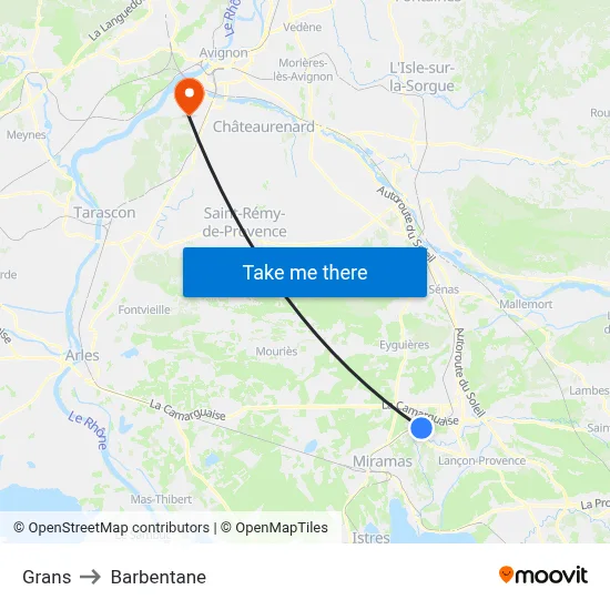 Grans to Barbentane map