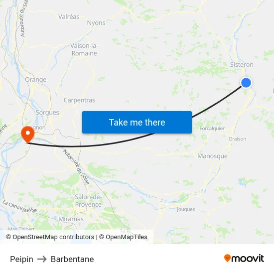 Peipin to Barbentane map
