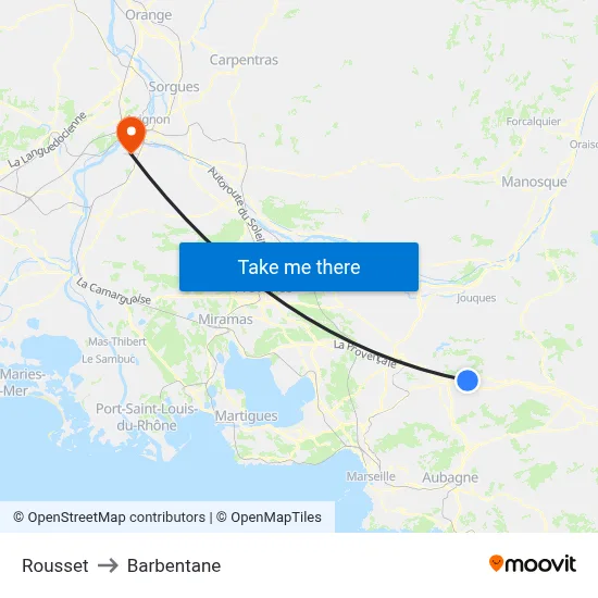 Rousset to Barbentane map