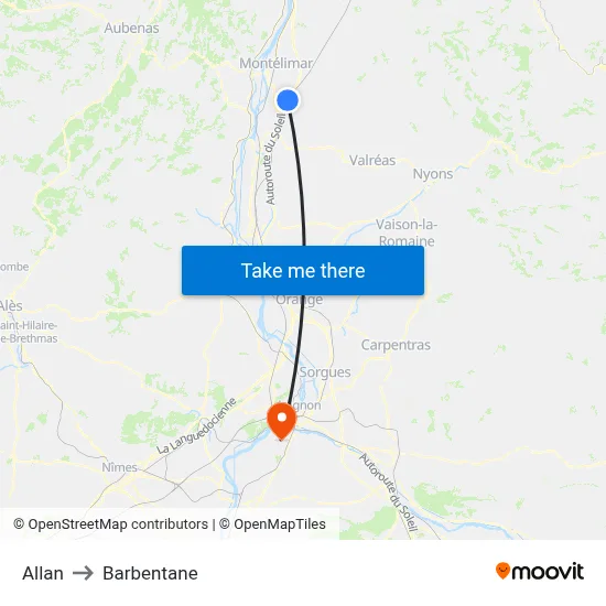 Allan to Barbentane map
