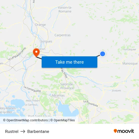 Rustrel to Barbentane map