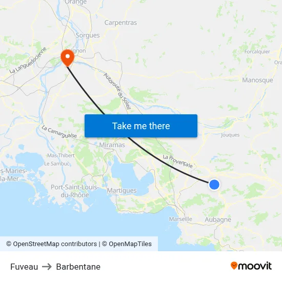 Fuveau to Barbentane map