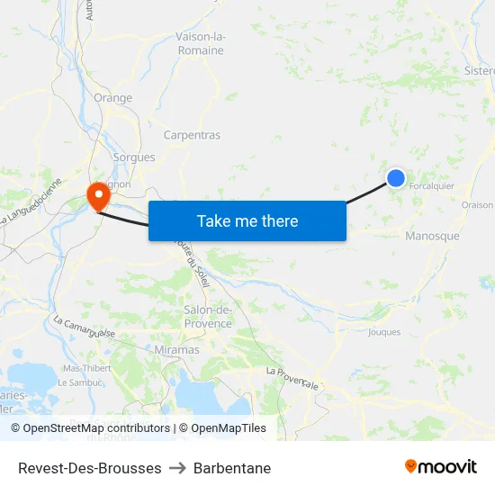 Revest-Des-Brousses to Barbentane map
