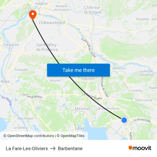 La Fare-Les-Oliviers to Barbentane map