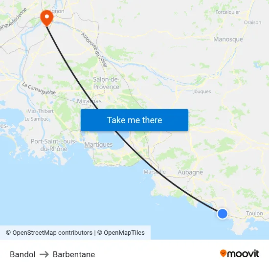 Bandol to Barbentane map