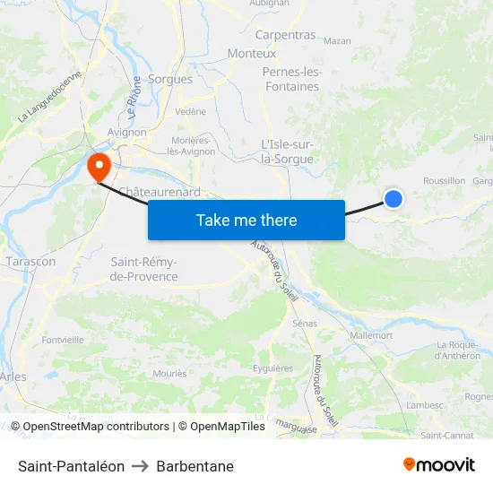 Saint-Pantaléon to Barbentane map