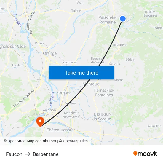 Faucon to Barbentane map