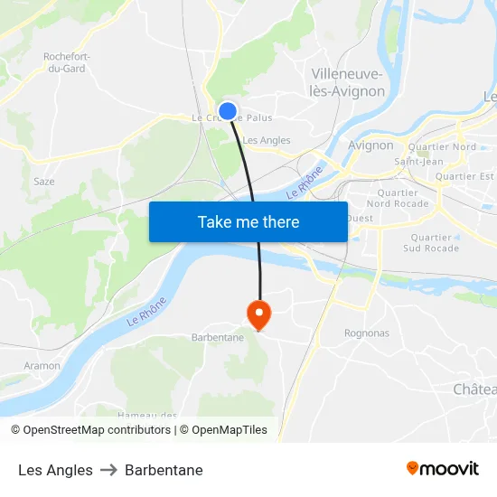Les Angles to Barbentane map