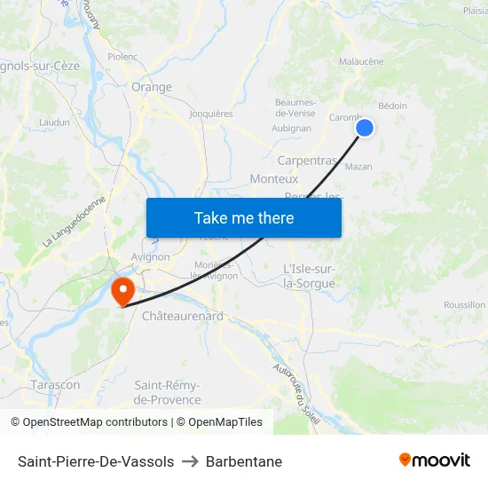 Saint-Pierre-De-Vassols to Barbentane map