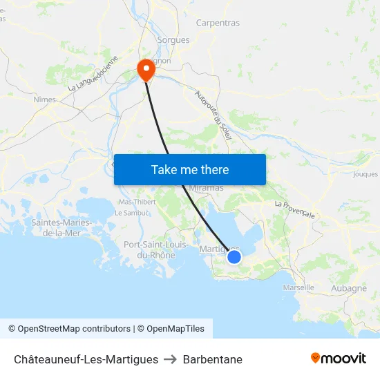 Châteauneuf-Les-Martigues to Barbentane map