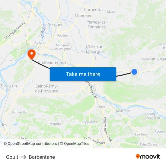 Goult to Barbentane map