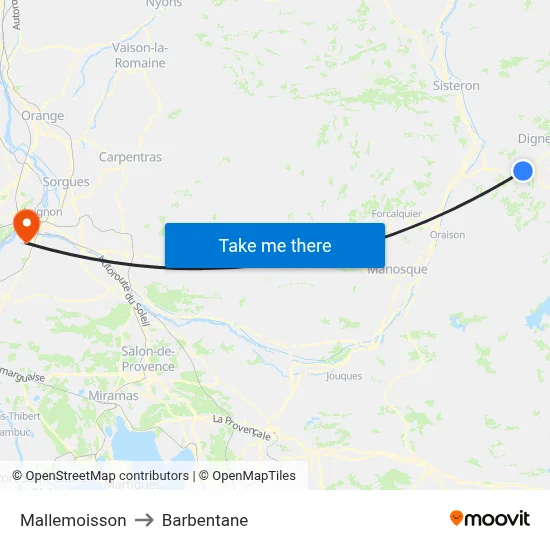 Mallemoisson to Barbentane map