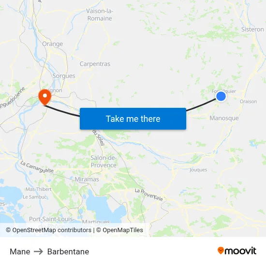 Mane to Barbentane map
