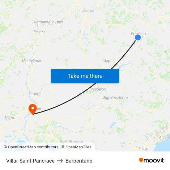 Villar-Saint-Pancrace to Barbentane map
