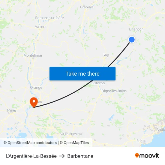 L'Argentière-La-Bessée to Barbentane map