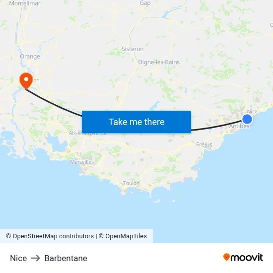 Nice to Barbentane map