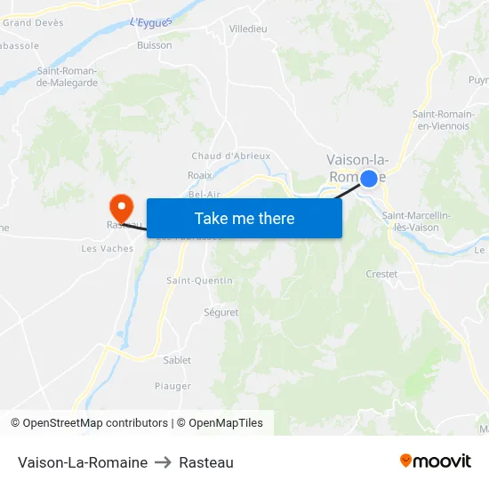Vaison-La-Romaine to Rasteau map
