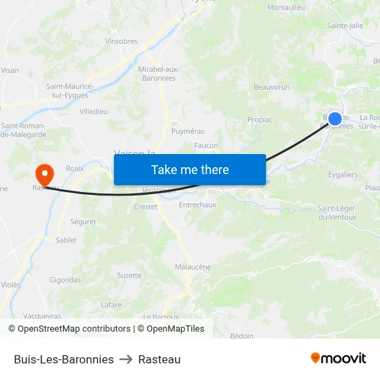 Buis-Les-Baronnies to Rasteau map