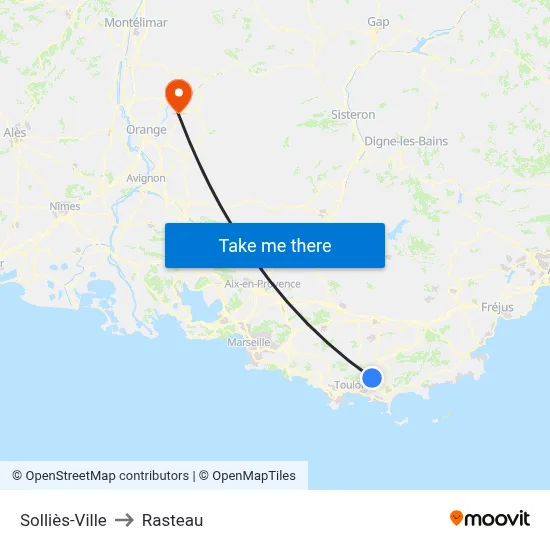 Solliès-Ville to Rasteau map