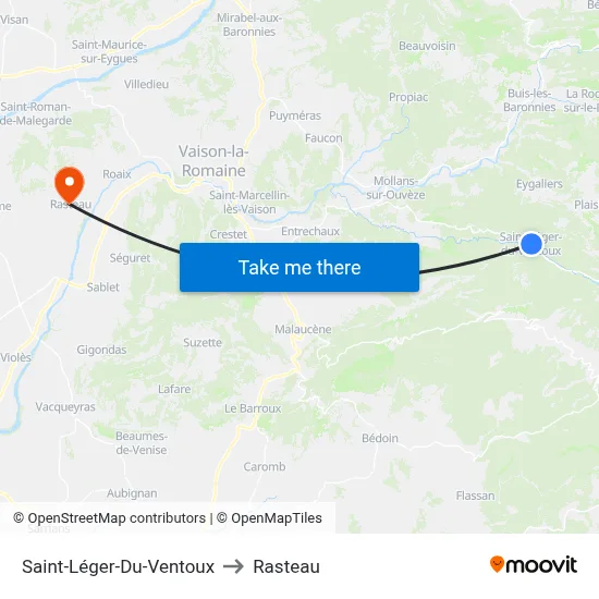 Saint-Léger-Du-Ventoux to Rasteau map