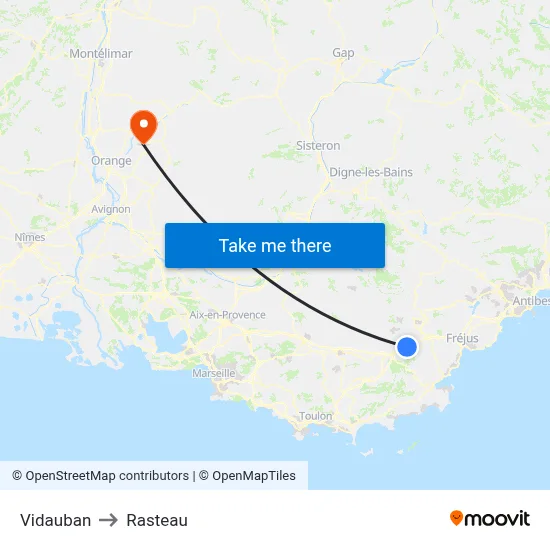 Vidauban to Rasteau map