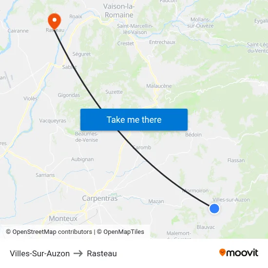 Villes-Sur-Auzon to Rasteau map