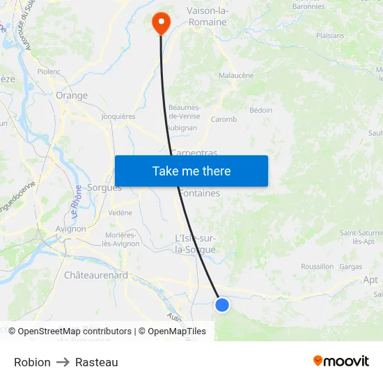Robion to Rasteau map