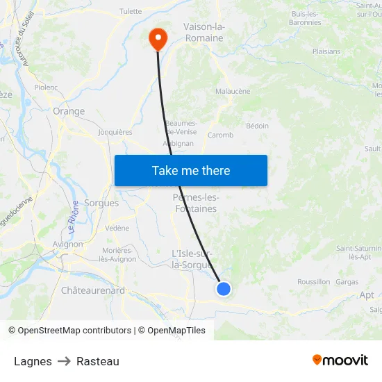 Lagnes to Rasteau map