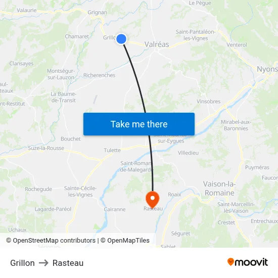 Grillon to Rasteau map